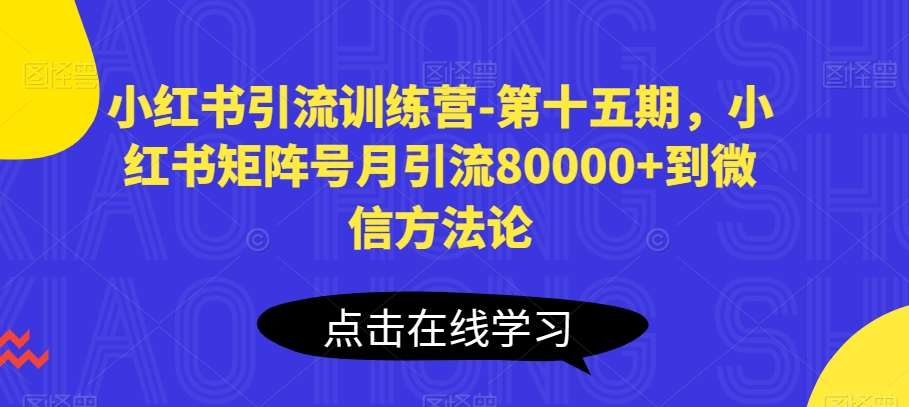 小红书引流训练营-第十五期，小红书矩阵号月引流80000+到微信方法论-讯领网创