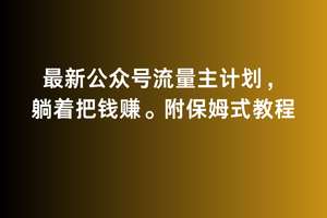 2月最新公众号流量主计划，躺着把钱赚，附保姆式教程【揭秘】-讯领网创