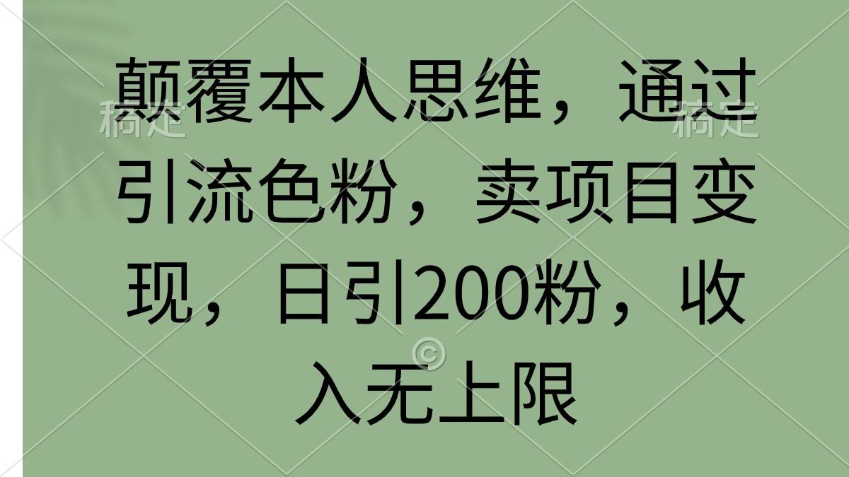 （9523期）颠覆本人思维，通过引流色粉，卖项目变现，日引200粉，收入无上限-讯领网创