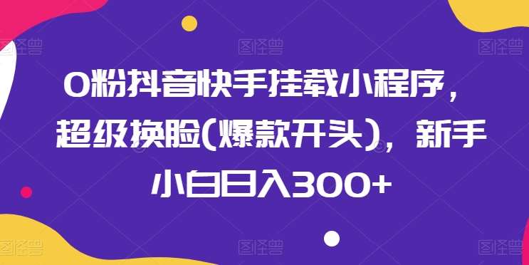 0粉抖音快手挂载小程序，超级换脸(爆款开头)，新手小白日入300+【揭秘】-讯领网创