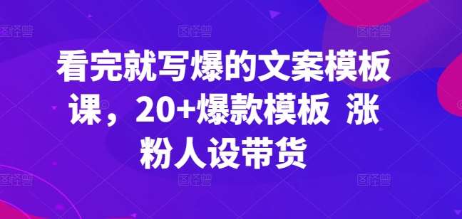 看完就写爆的文案模板课，20+爆款模板  涨粉人设带货-讯领网创