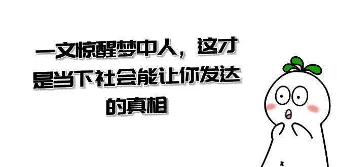 （8480期）某公众号付费文章《一文 惊醒梦中人，这才是当下社会能让你发达的真相》-讯领网创