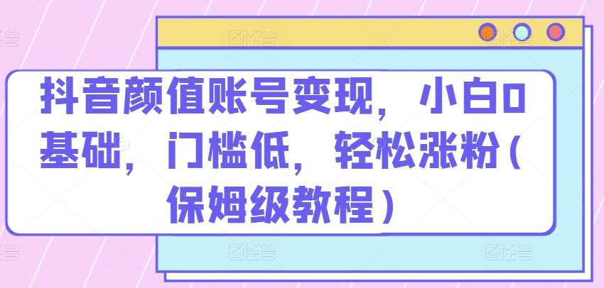 抖音颜值账号变现，小白0基础，门槛低，​轻松涨粉(保姆级教程)【揭秘】-讯领网创