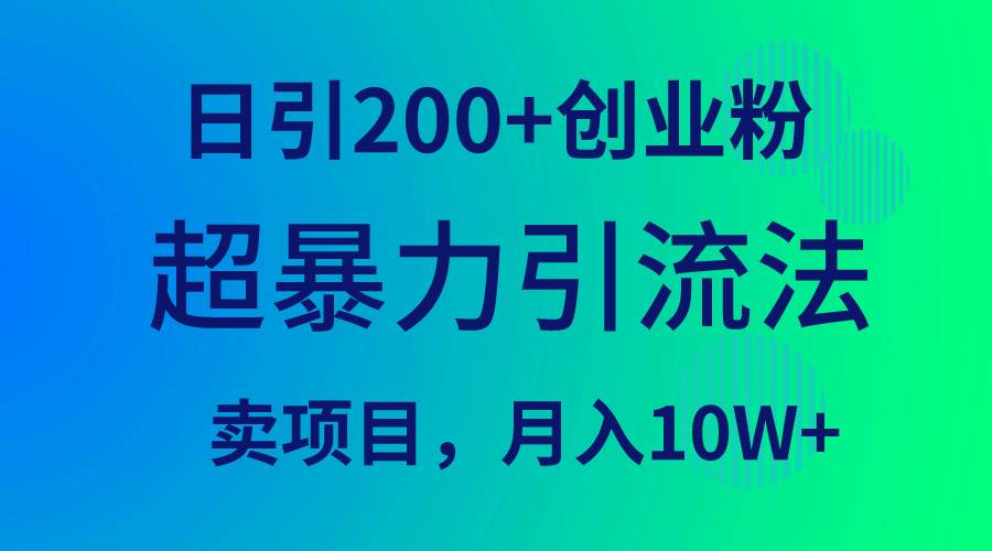 超暴力引流法，日引200+创业粉，卖项目月入10W+-讯领网创