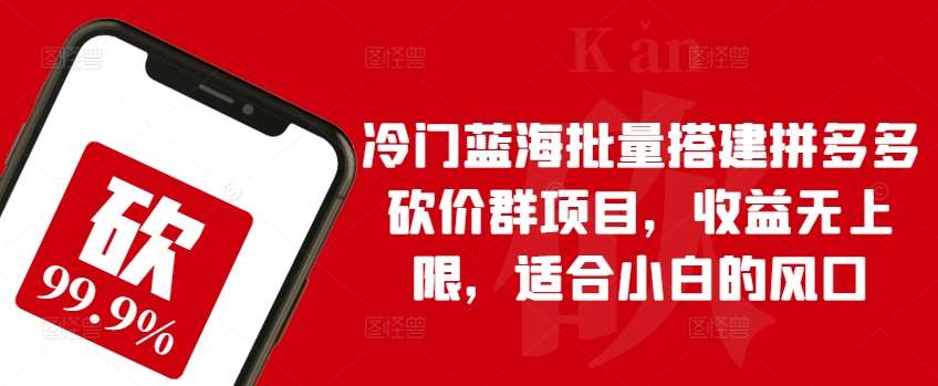 冷门蓝海批量搭建拼多多砍价群项目，收益无上限，适合小白的风口【揭秘】-讯领网创