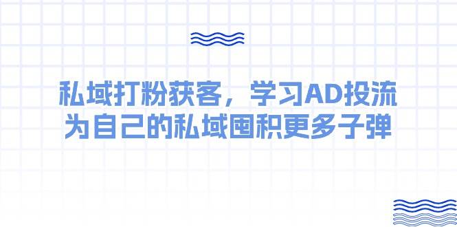 （10728期）某收费课：私域打粉获客，学习AD投流，为自己的私域囤积更多子弹-讯领网创