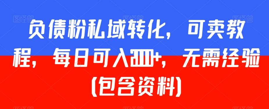 负债粉私域转化，可卖教程，每日可入2000+，无需经验（包含资料）【揭秘】-讯领网创