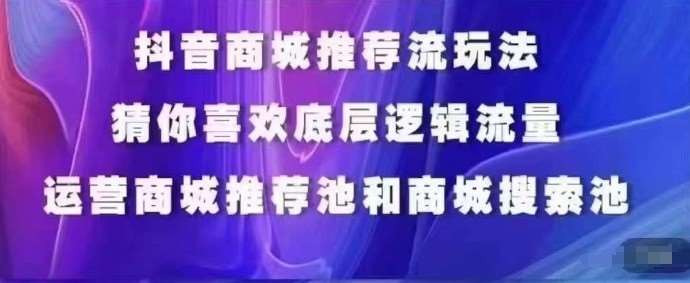 抖音商城运营课程，猜你喜欢入池商城搜索商城推荐人群标签覆盖-讯领网创