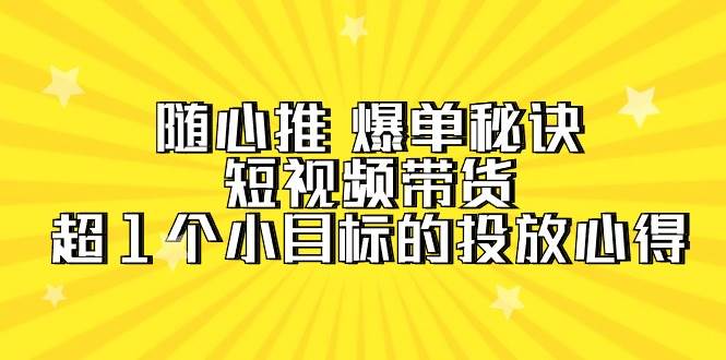 随心推 爆单秘诀，短视频带货-超1个小目标的投放心得（7节视频课）-讯领网创