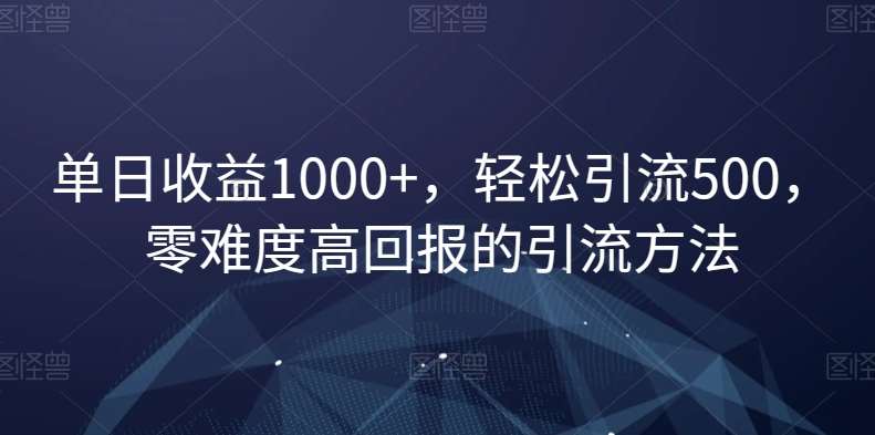 单日收益1000+，轻松引流500，零难度高回报的引流方法【揭秘】-讯领网创