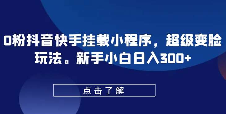 0粉抖音快手挂载小程序，超级变脸玩法，新手小白日入300+【揭秘】-讯领网创