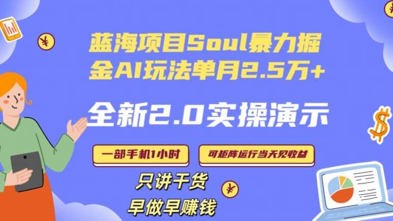 Soul怎么做到单月变现25000+全新2.0AI掘金玩法全程实操演示小白好上手【揭秘】-讯领网创