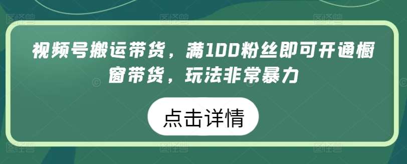 视频号搬运带货，满100粉丝即可开通橱窗带货，玩法非常暴力【揭秘】-讯领网创