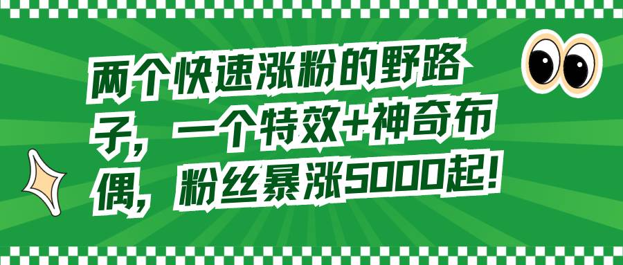 两个快速涨粉的野路子，一个特效+神奇布偶，粉丝暴涨5000起！-讯领网创