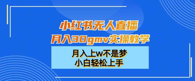 小红书无人直播月入30gmv实操教学，月入上w不是梦，小白轻松上手【揭秘】-讯领网创