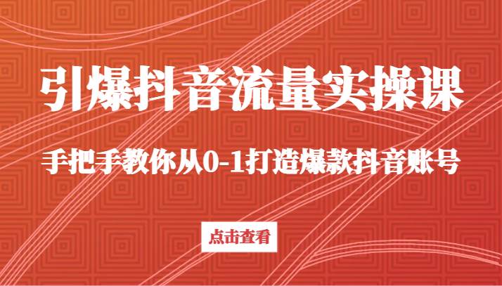 引爆抖音流量实操课，手把手教你从0-1打造爆款抖音账号（27节课）-讯领网创