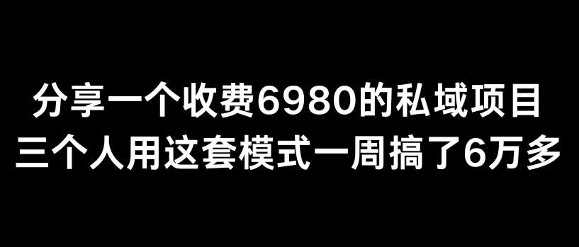 分享一个外面卖6980的私域项目三个人用这套模式一周搞了6万多【揭秘】-讯领网创