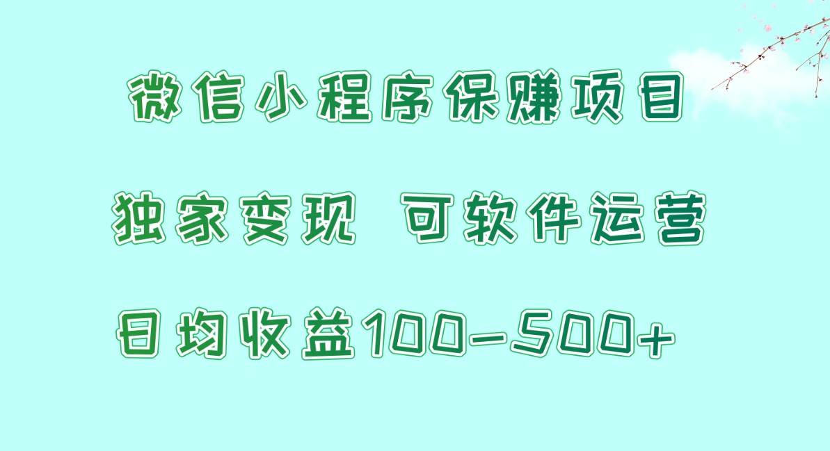 微信小程序保赚项目，日均收益100~500+，独家变现，可软件运营-讯领网创