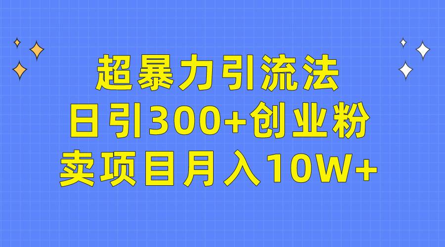 （9954期）超暴力引流法，日引300+创业粉，卖项目月入10W+-讯领网创