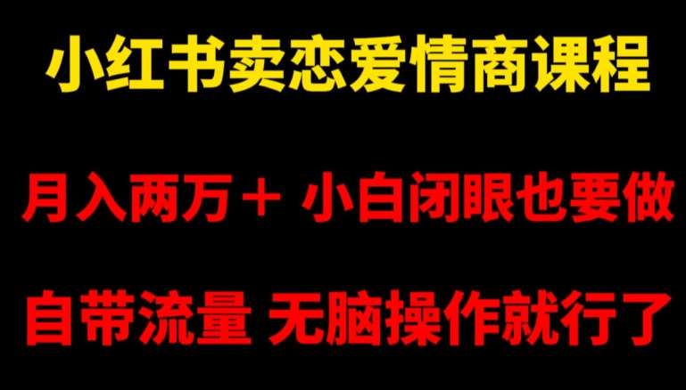 小红书卖恋爱情商课程，月入两万＋，小白闭眼也要做，自带流量，无脑操作就行了【揭秘】-讯领网创