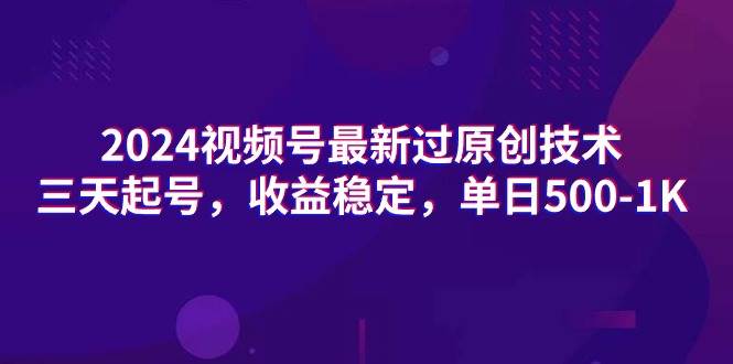 （9506期）2024视频号最新过原创技术，三天起号，收益稳定，单日500-1K-讯领网创