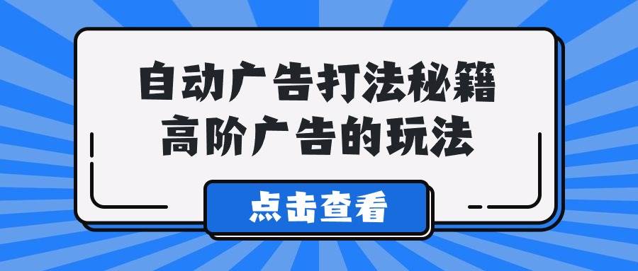 （9298期）A lice自动广告打法秘籍，高阶广告的玩法-讯领网创