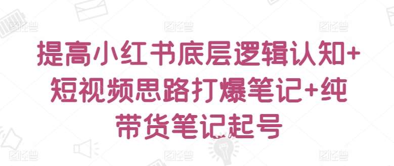 提高小红书底层逻辑认知+短视频思路打爆笔记+纯带货笔记起号-讯领网创