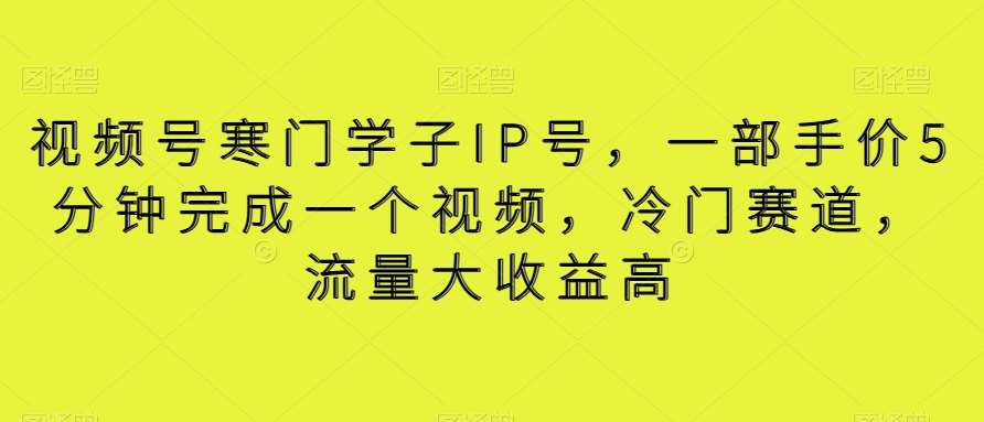 视频号寒门学子IP号，一部手价5分钟完成一个视频，冷门赛道，流量大收益高【揭秘】-讯领网创