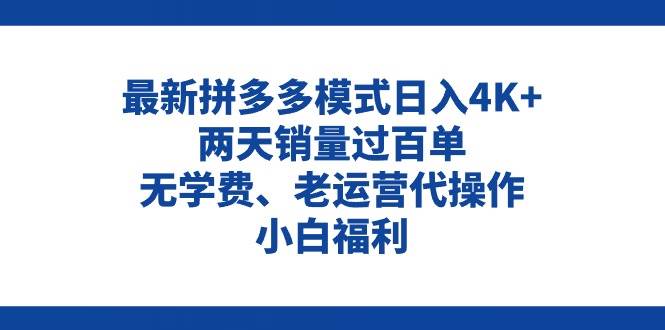 （11189期）拼多多最新模式日入4K+两天销量过百单，无学费、老运营代操作、小白福利-讯领网创