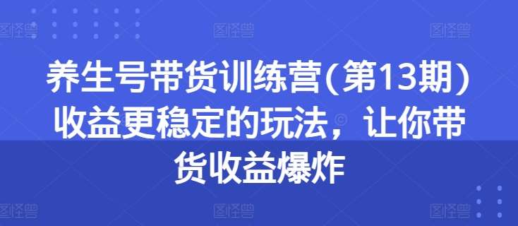 养生号带货训练营(第13期)收益更稳定的玩法，让你带货收益爆炸-讯领网创