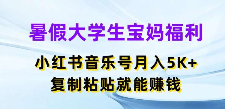 暑假大学生宝妈福利，小红书音乐号月入5000+，复制粘贴就能赚钱【揭秘】-讯领网创