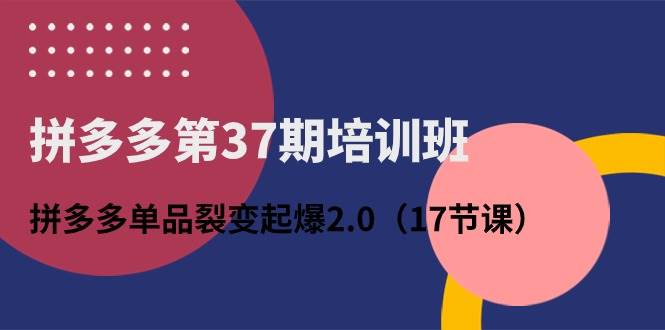 （10835期）拼多多第37期培训班：拼多多单品裂变起爆2.0（17节课）-讯领网创