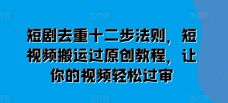 短剧去重十二步法则，短视频搬运过原创教程，让你的视频轻松过审-讯领网创