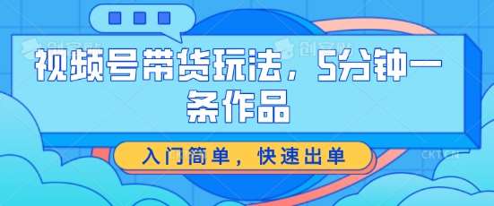 视频号带货玩法，5分钟一条作品，入门简单，快速出单【揭秘】-讯领网创