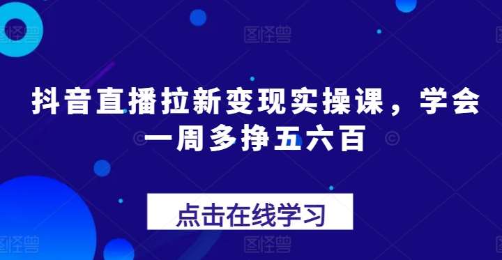 抖音直播拉新变现实操课，学会一周多挣五六百-讯领网创