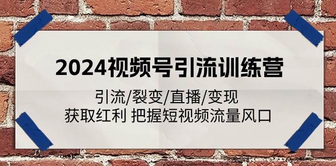 （11337期）2024视频号引流训练营：引流/裂变/直播/变现 获取红利 把握短视频流量风口-讯领网创