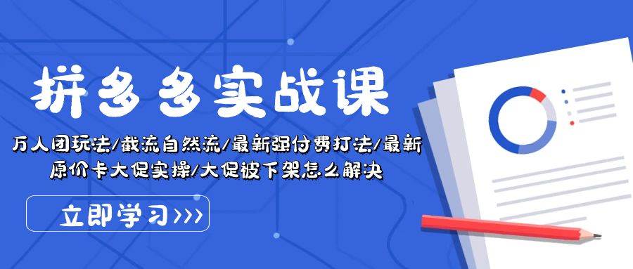 （10865期）拼多多·实战课：万人团玩法/截流自然流/最新强付费打法/最新原价卡大促..-讯领网创