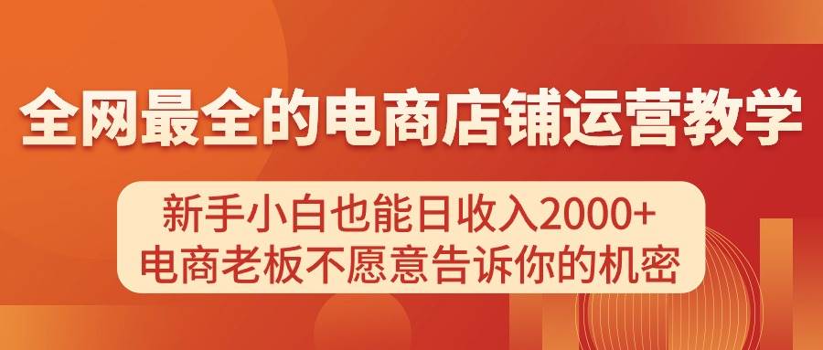 （11266期）电商店铺运营教学，新手小白也能日收入2000+，电商老板不愿意告诉你的机密-讯领网创