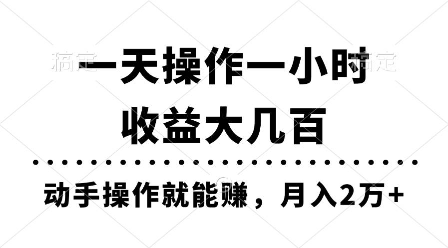 （11263期）一天操作一小时，收益大几百，动手操作就能赚，月入2万+教学-讯领网创