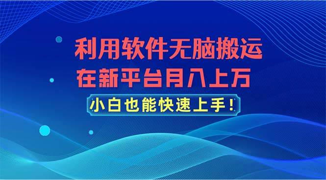 （11078期）利用软件无脑搬运，在新平台月入上万，小白也能快速上手-讯领网创