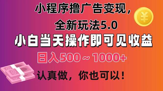 （11290期）小程序撸广告变现，全新玩法5.0，小白当天操作即可上手，日收益 500~1000+-讯领网创