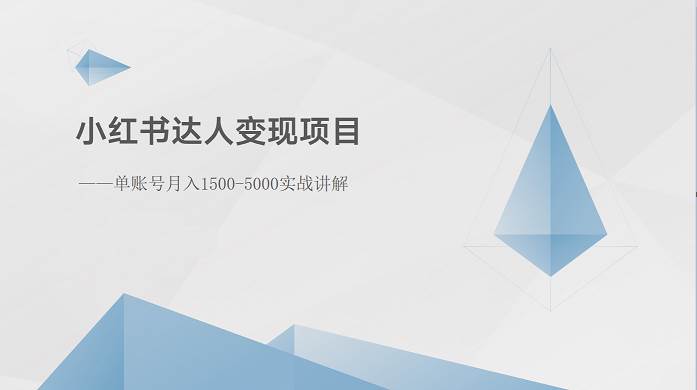 小红书达人变现项目：单账号月入1500-3000实战讲解-讯领网创