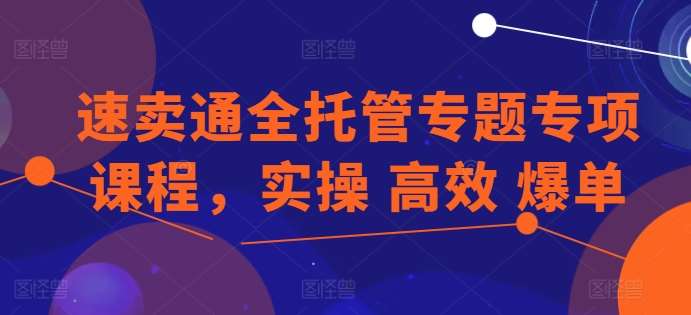 速卖通全托管专题专项课程，实操 高效 爆单-讯领网创