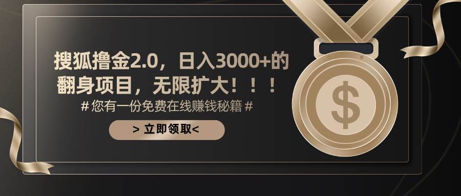 （11196期）搜狐撸金2.0日入3000+，可无限扩大的翻身项目-讯领网创