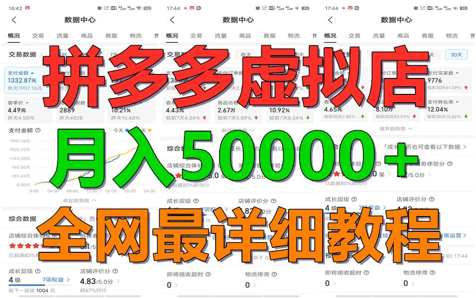 拼多多虚拟电商训练营月入50000+你也行，暴利稳定长久，副业首选-讯领网创