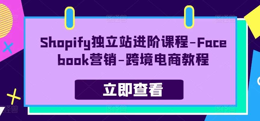 Shopify独立站进阶课程-Facebook营销-跨境电商教程-讯领网创