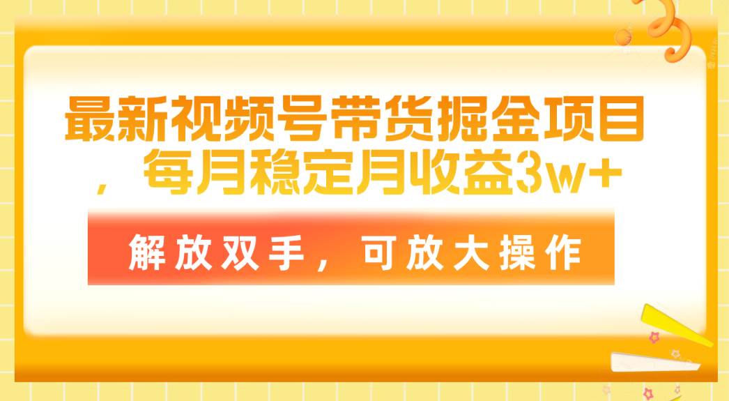 （11010期）最新视频号带货掘金项目，每月稳定月收益3w+，解放双手，可放大操作-讯领网创