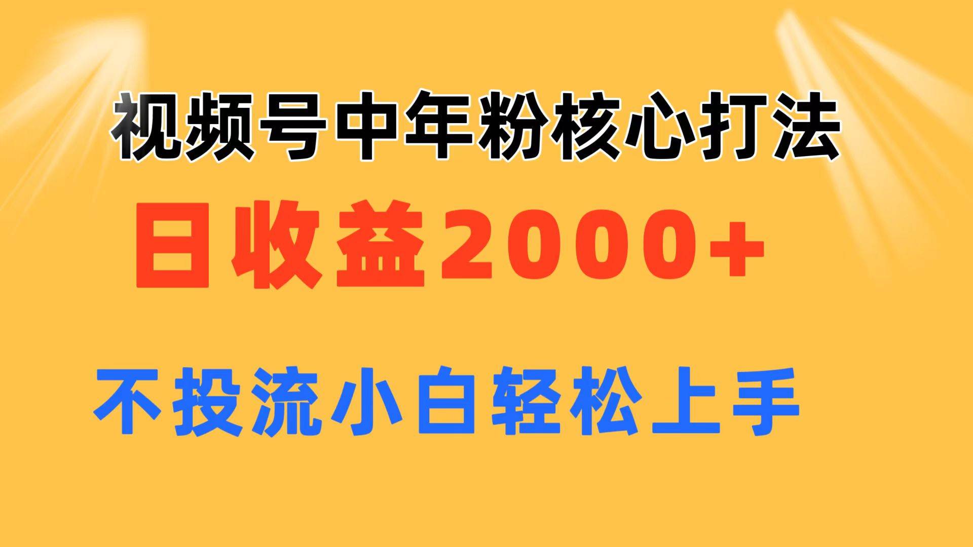 （11205期）视频号中年粉核心玩法 日收益2000+ 不投流小白轻松上手-讯领网创