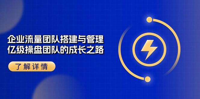 企业流量团队搭建与管理，亿级操盘团队的成长之路（28节课）-讯领网创