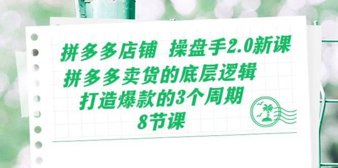 （10859期）拼多多店铺 操盘手2.0新课，拼多多卖货的底层逻辑，打造爆款的3个周期-8节-讯领网创